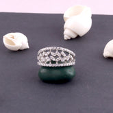 Silver Leaf Band Diamond Ring for Girl